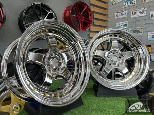 Ratlankis Work Meister S1-3P style 18X10J 5X114.3 ET25 73.1 Vacuum chrome with golden rivets