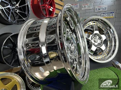 Ratlankis Work Meister S1-3P style 18X10J 5X114.3 ET25 73.1 Vacuum chrome with golden rivets