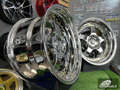 Ratlankis Work Meister S1-3P style 18X10J 5X114.3 ET25 73.1 Vacuum chrome with golden rivets