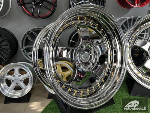 Ratlankis Work Meister S1-3P style 18X10J 5X114.3 ET25 73.1 Vacuum chrome with golden rivets