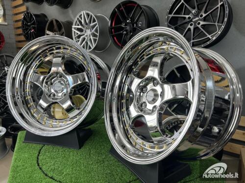 Ratlankis Work Meister S1-3P style 18X10J 5X114.3 ET25 73.1 Vacuum chrome with golden rivets