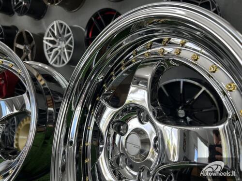 Ratlankis Work Meister S1-3P style 18X10J 5X114.3 ET25 73.1 Vacuum chrome with golden rivets