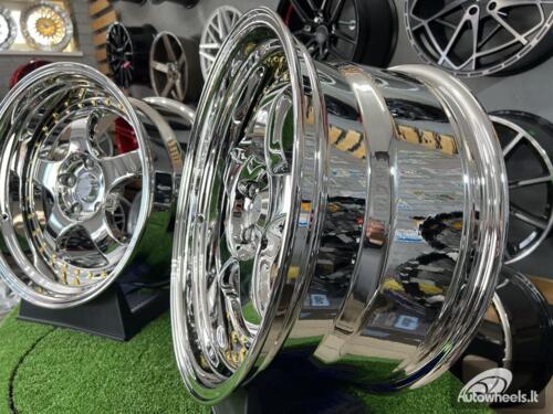 Ratlankis Work Meister S1-3P style 18X10J 5X114.3 ET25 73.1 Vacuum chrome with golden rivets
