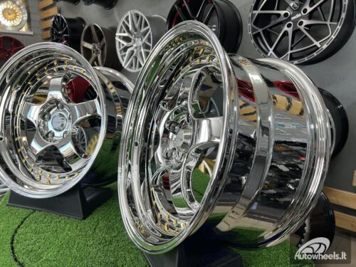 Ratlankis Work Meister S1-3P style 18X10J 5X114.3 ET25 73.1 Vacuum chrome with golden rivets