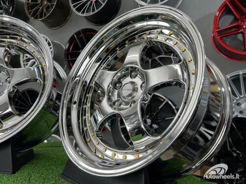Ratlankis Work Meister S1-3P style 18X10J 5X114.3 ET25 73.1 Vacuum chrome with golden rivets