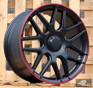 Ratlankis R20x8.5  5X112  ET  38  66.6  B5318  (LA5424)  Black Half Matt+Red Lip (BLHMRL)  For MER  (K3)  (Rear+Front (M2-R/U4B))