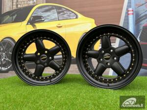 Ratlankis AC Schnitzer Style | R18X9.5 5X120 ET20 74.1 Semi Matt Black with Golden Rivets