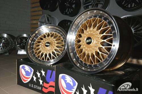 Ratlankis BBS RS style 18x9.5 5x112/5x120 et20 74.1 gold with diamond cut lip