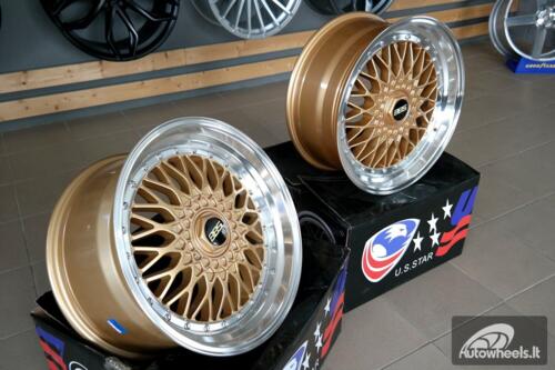 Ratlankis BBS RS style 18x9.5 5x112/5x120 et20 74.1 gold with diamond cut lip