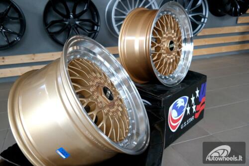 Ratlankis BBS RS style 18x9.5 5x112/5x120 et20 74.1 gold with diamond cut lip