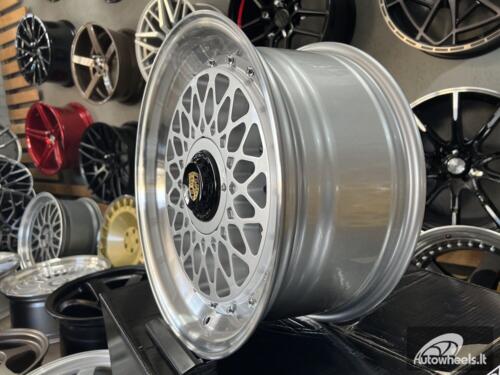 Ratlankis Porsche Mesh Mags BBS Design 15X8J 4X100/4X108 ET25 73.1 Silver with Diamond Cut lip  ( BMW E30, VW Golf/Jetta, AUDI 80/90/200/Coupe )