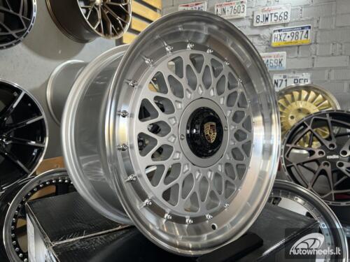 Ratlankis Porsche Mesh Mags BBS Design 15X8J 4X100/4X108 ET25 73.1 Silver with Diamond Cut lip  ( BMW E30, VW Golf/Jetta, AUDI 80/90/200/Coupe )