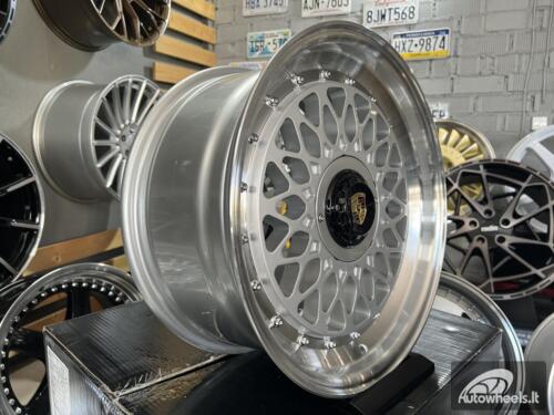 Ratlankis Porsche Mesh Mags BBS Design 15X8J 4X100/4X108 ET25 73.1 Silver with Diamond Cut lip  ( BMW E30, VW Golf/Jetta, AUDI 80/90/200/Coupe )