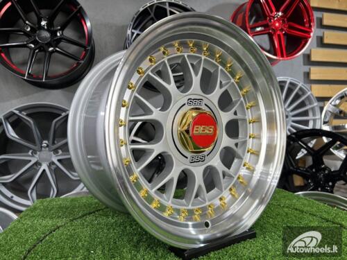 Ratlankis Laredo BBS LM style 15X8J 4X100/5X100 ET15 73.1 Silver with Diamond cut lip and golden rivets ( BMW E30, VW Golf/Jetta, AUDI 80/Coupe/A3, Mazda MX )