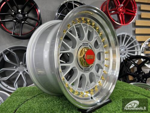 Ratlankis Laredo BBS LM style 15X8J 4X100/5X100 ET15 73.1 Silver with Diamond cut lip and golden rivets ( BMW E30, VW Golf/Jetta, AUDI 80/Coupe/A3, Mazda MX )