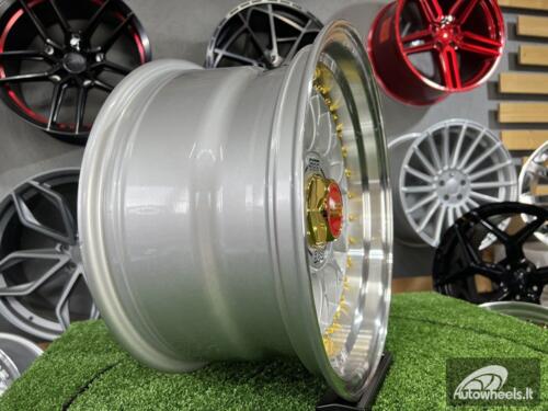 Ratlankis Laredo BBS LM style 15X8J 4X100/5X100 ET15 73.1 Silver with Diamond cut lip and golden rivets ( BMW E30, VW Golf/Jetta, AUDI 80/Coupe/A3, Mazda MX )