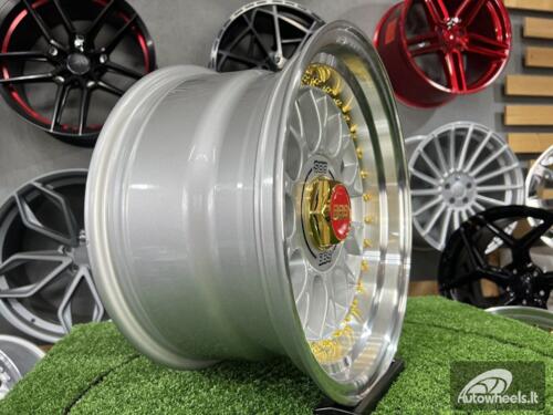 Ratlankis Laredo BBS LM style 15X8J 4X100/5X100 ET15 73.1 Silver with Diamond cut lip and golden rivets ( BMW E30, VW Golf/Jetta, AUDI 80/Coupe/A3, Mazda MX )