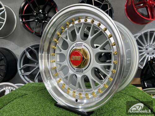 Ratlankis Laredo BBS LM style 15X8J 4X100/5X100 ET15 73.1 Silver with Diamond cut lip and golden rivets ( BMW E30, VW Golf/Jetta, AUDI 80/Coupe/A3, Mazda MX )