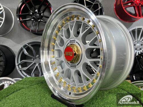 Ratlankis Laredo BBS LM style 15X8J 4X100/5X100 ET15 73.1 Silver with Diamond cut lip and golden rivets ( BMW E30, VW Golf/Jetta, AUDI 80/Coupe/A3, Mazda MX )