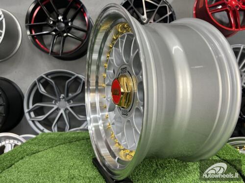 Ratlankis Laredo BBS LM style 15X8J 4X100/5X100 ET15 73.1 Silver with Diamond cut lip and golden rivets ( BMW E30, VW Golf/Jetta, AUDI 80/Coupe/A3, Mazda MX )