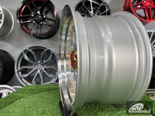 Ratlankis Laredo BBS LM style 15X8J 4X100/5X100 ET15 73.1 Silver with Diamond cut lip and golden rivets ( BMW E30, VW Golf/Jetta, AUDI 80/Coupe/A3, Mazda MX )