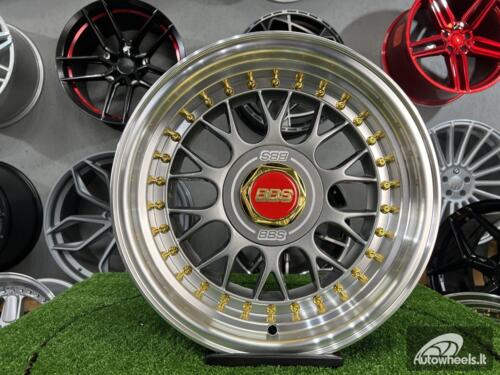 Ratlankis Laredo BBS LM style 15X8J 4X100/5X100 ET15 73.1 Grey with Diamond cut lip and golden rivets ( BMW E30, VW Golf/Jetta, AUDI 80/Coupe/A3, Mazda MX )