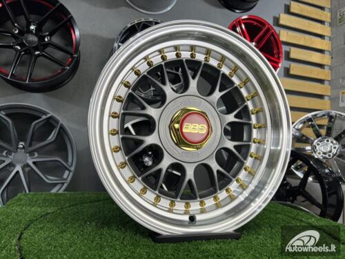 Ratlankis Laredo BBS LM style 15X8J 4X100/5X100 ET15 73.1 Grey with Diamond cut lip and golden rivets ( BMW E30, VW Golf/Jetta, AUDI 80/Coupe/A3, Mazda MX )