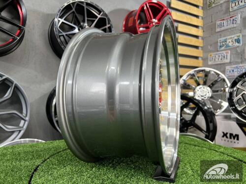 Ratlankis Laredo BBS LM style 15X8J 4X100/5X100 ET15 73.1 Grey with Diamond cut lip and golden rivets ( BMW E30, VW Golf/Jetta, AUDI 80/Coupe/A3, Mazda MX )