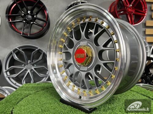 Ratlankis Laredo BBS LM style 15X8J 4X100/5X100 ET15 73.1 Grey with Diamond cut lip and golden rivets ( BMW E30, VW Golf/Jetta, AUDI 80/Coupe/A3, Mazda MX )
