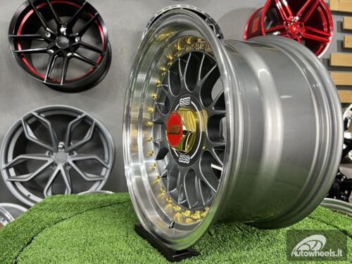 Ratlankis Laredo BBS LM style 15X8J 4X100/5X100 ET15 73.1 Grey with Diamond cut lip and golden rivets ( BMW E30, VW Golf/Jetta, AUDI 80/Coupe/A3, Mazda MX )