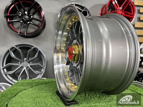 Ratlankis Laredo BBS LM style 15X8J 4X100/5X100 ET15 73.1 Grey with Diamond cut lip and golden rivets ( BMW E30, VW Golf/Jetta, AUDI 80/Coupe/A3, Mazda MX )