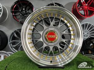 Ratlankis Laredo BBS LM style 15X8J 4X100/5X100 ET15 73.1 Grey with Diamond cut lip and golden rivets ( BMW E30, VW Golf/Jetta, AUDI 80/Coupe/A3, Mazda MX )