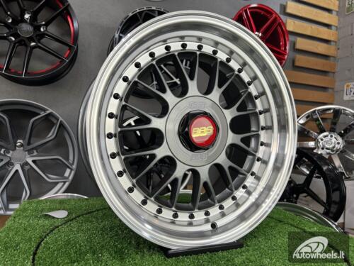 Ratlankis Laredo BBS LM style 15X8J 4X100/4X114.3 ET15 73.1 Grey with Diamond cut lip and black rivets ( BMW E30, VW Golf/Jetta, AUDI 80/Coupe/A3, Mazda MX )