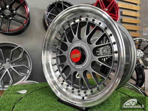 Ratlankis Laredo BBS LM style 15X8J 4X100/4X114.3 ET15 73.1 Grey with Diamond cut lip and black rivets ( BMW E30, VW Golf/Jetta, AUDI 80/Coupe/A3, Mazda MX )