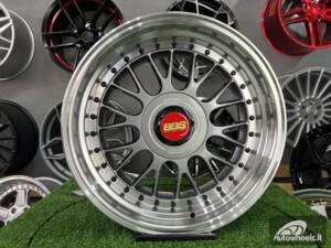 Ratlankis Laredo BBS LM style 15X8J 4X100/4X114.3 ET15 73.1 Grey with Diamond cut lip and black rivets ( BMW E30, VW Golf/Jetta, AUDI 80/Coupe/A3, Mazda MX )