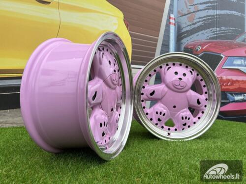 Ratlankis Ronal Teddy Bear style for VW Golf Jetta 15X7J 4X100 ET30 73.1 Pink with Diamond cut lip ( VW Golf/Jetta, BMW E30, JDM cars)