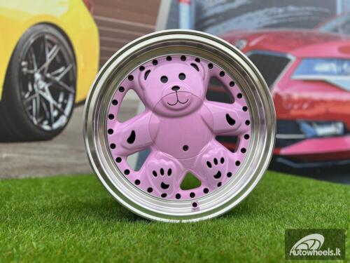 Ratlankis Ronal Teddy Bear style for VW Golf Jetta 15X7J 4X100 ET30 73.1 Pink with Diamond cut lip ( VW Golf/Jetta, BMW E30, JDM cars)