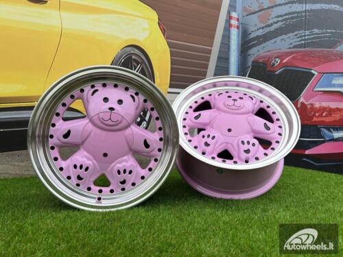 Ratlankis Ronal Teddy Bear style for VW Golf Jetta 15X7J 4X100 ET30 73.1 Pink with Diamond cut lip ( VW Golf/Jetta, BMW E30, JDM cars)