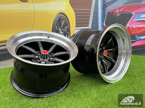 Ratlankis Watanabe Rota style 15X10.5J 4X100/4X114.3 ET -15 73.1 Black with Diamond cut lip ( Mazda MX RX, VW, BMW E30, Honda, JDM cars )