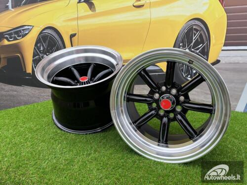 Ratlankis Watanabe Rota style 15X10.5J 4X100/4X114.3 ET -15 73.1 Black with Diamond cut lip ( Mazda MX RX, VW, BMW E30, Honda, JDM cars )