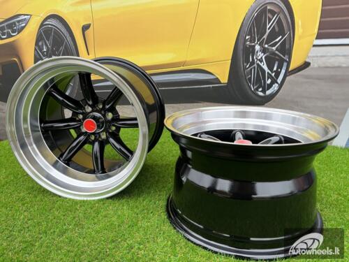 Ratlankis Watanabe Rota style 15X10.5J 4X100/4X114.3 ET -15 73.1 Black with Diamond cut lip ( Mazda MX RX, VW, BMW E30, Honda, JDM cars )