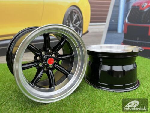 Ratlankis Watanabe Rota style 15X10.5J 4X100/4X114.3 ET -15 73.1 Black with Diamond cut lip ( Mazda MX RX, VW, BMW E30, Honda, JDM cars )