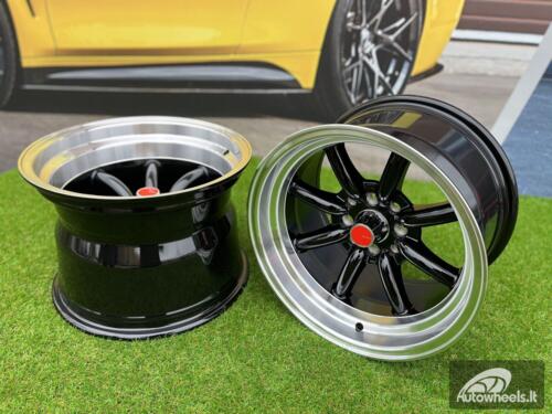 Ratlankis Watanabe Rota style 15X10.5J 4X100/4X114.3 ET -15 73.1 Black with Diamond cut lip ( Mazda MX RX, VW, BMW E30, Honda, JDM cars )