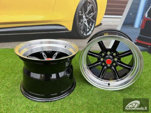 Ratlankis Watanabe Rota style 15X10.5J 4X100/4X114.3 ET -15 73.1 Black with Diamond cut lip ( Mazda MX RX, VW, BMW E30, Honda, JDM cars )