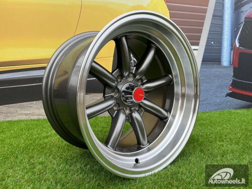 Ratlankis Watanabe Rota style 15X9J 4X100/4X114.3 ET0 73.1 Grey with Diamond cut lip ( Mazda MX RX, VW, BMW E30, Honda, JDM cars )