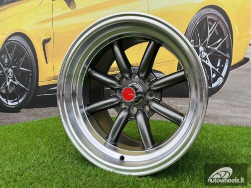 Ratlankis Watanabe Rota style 15X9J 4X100/4X114.3 ET0 73.1 Grey with Diamond cut lip ( Mazda MX RX, VW, BMW E30, Honda, JDM cars )