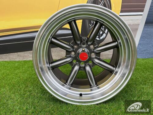 Ratlankis Watanabe Rota style 15X9J 4X100/4X114.3 ET0 73.1 Grey with Diamond cut lip ( Mazda MX RX, VW, BMW E30, Honda, JDM cars )