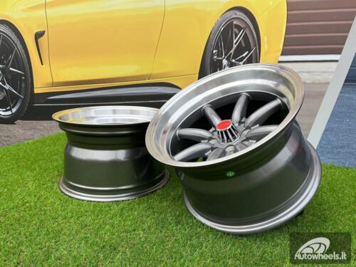 Ratlankis Watanabe Rota style 15X9J 4X100/4X114.3 ET0 73.1 Grey with Diamond cut lip ( Mazda MX RX, VW, BMW E30, Honda, JDM cars )