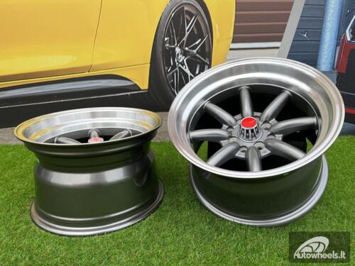 Ratlankis Watanabe Rota style 15X9J 4X100/4X114.3 ET0 73.1 Grey with Diamond cut lip ( Mazda MX RX, VW, BMW E30, Honda, JDM cars )