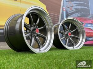 Ratlankis Watanabe Rota style | R15X10.5J 4X100/4X114.3 ET -15 73.1 Grey with Diamond cut lip ( Mazda MX RX, VW, BMW E30, Honda, JDM cars )